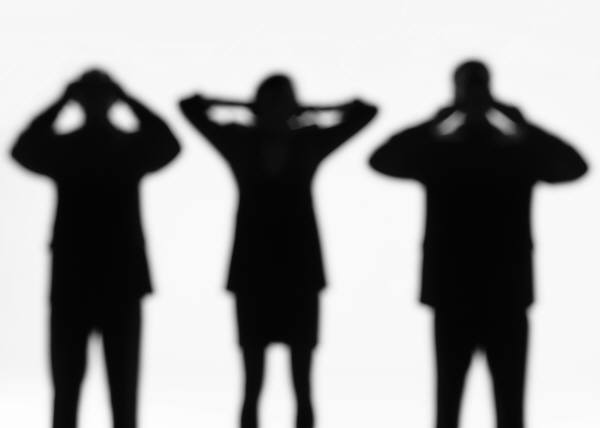 No Evil: Business people covering eyes ears and mouth