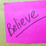 Hand written note "believe"