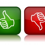 one thumb up and one thumb down