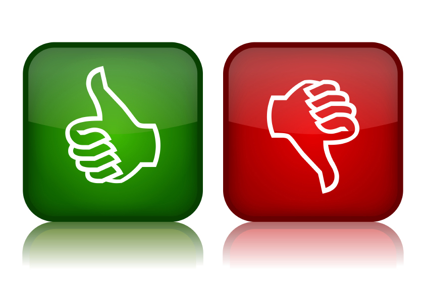 one thumb up and one thumb down
