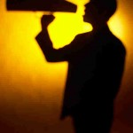 speaking with a megaphone