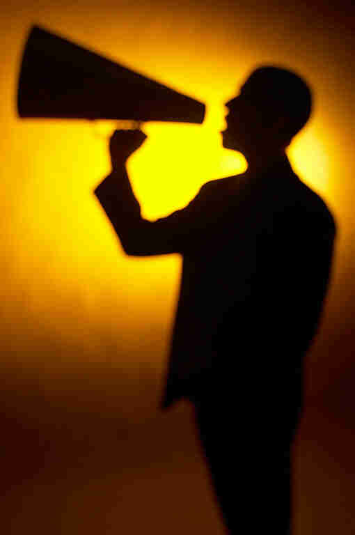 speaking with a megaphone