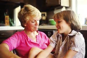 Mother talking to girl