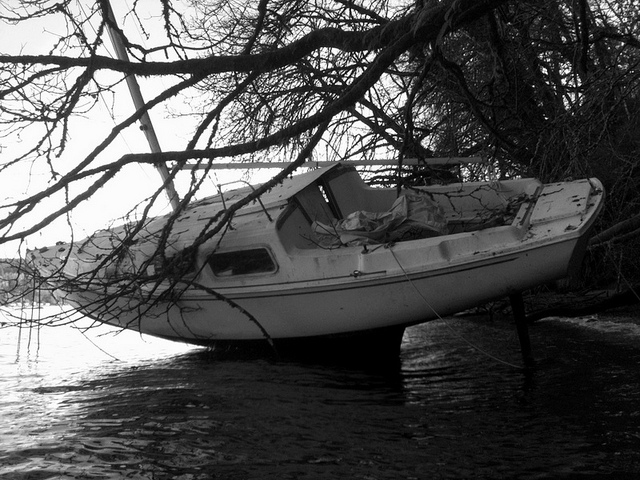 beached sailboat