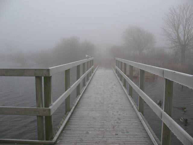 foggy foot bridge