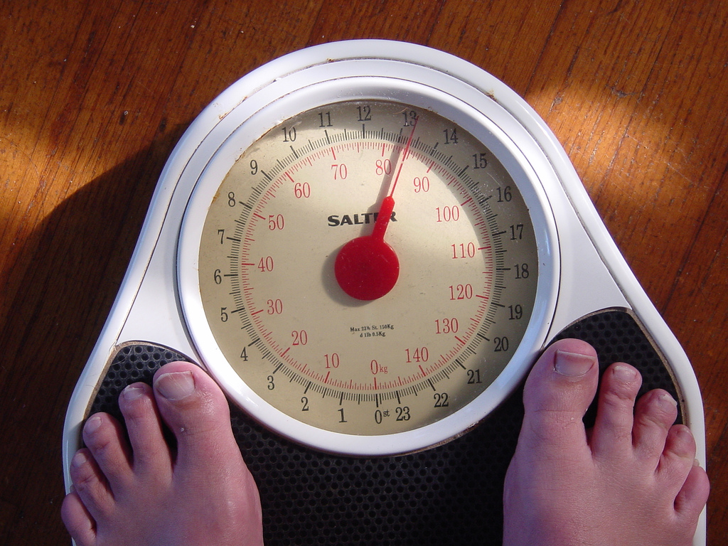 feet on bathroom scale