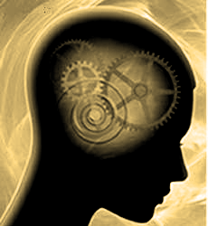 person with gears for a brain, representing the subconscious
