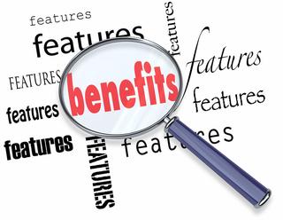 magnifying glass over word "benefits"