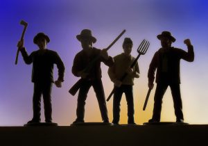 Angry mob of four