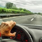 Driver's perspective looking through the windshield